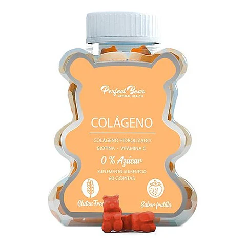 PERFECT BEAR COLAGENO HIDROLIZADO 0% AZUCAR SABOR FRUTILLA x 60 GOMITAS