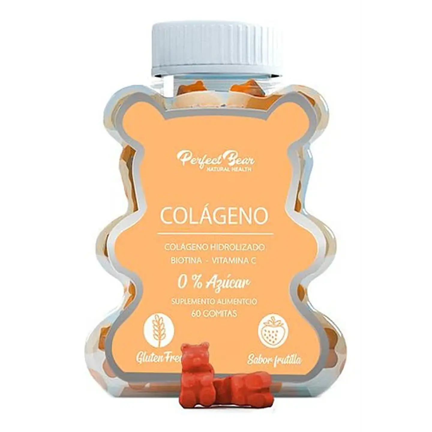 PERFECT BEAR COLAGENO HIDROLIZADO 0% AZUCAR SABOR FRUTILLA x 60 GOMITAS 1