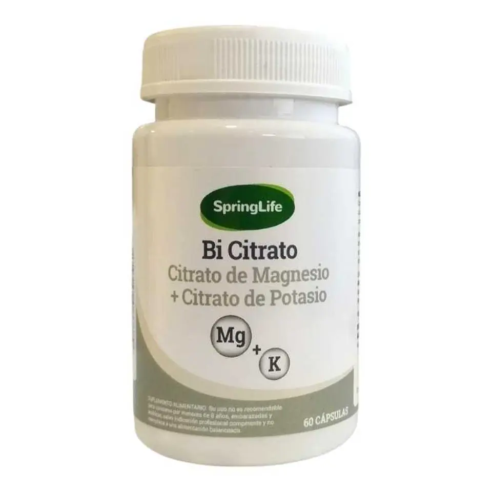 SPRINGLIFE BI CITRATO CITRATO DE MAGNESIO + CITRATO DE POTASIO x 60 CAPSULAS 1
