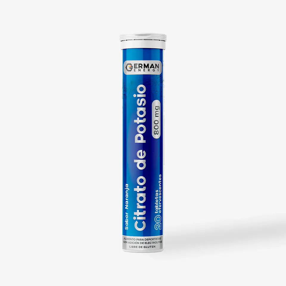 GERMAN ENERGY CITRATO DE POTASIO 800 MG SABOR NARANJA x 20 TABLETAS EFERVESCENTE 1
