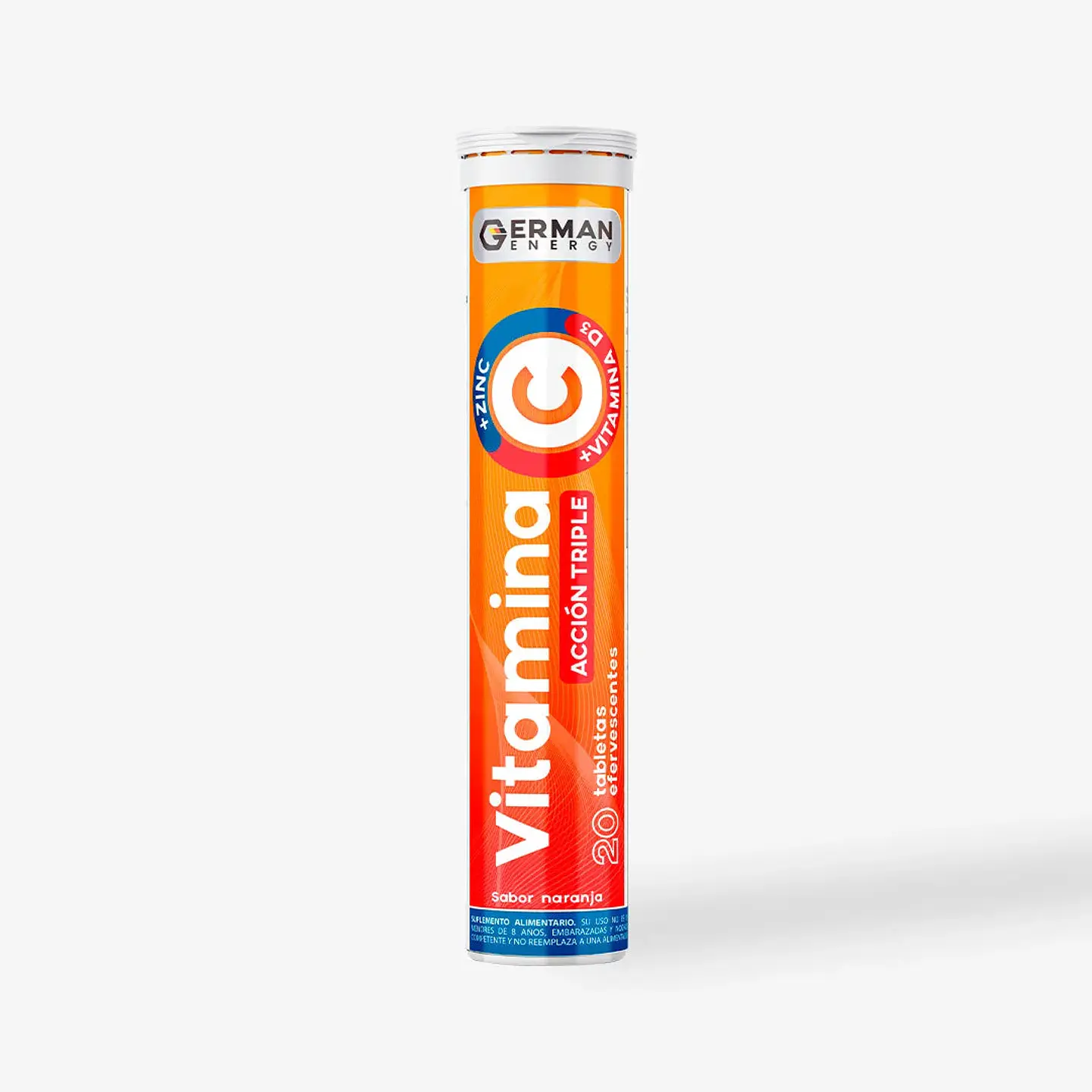 GERMAN ENERGY VITAMINA ACCION TRIPLE C + ZINC + D3 x 20 TABLETAS EFERVESCENTES 1