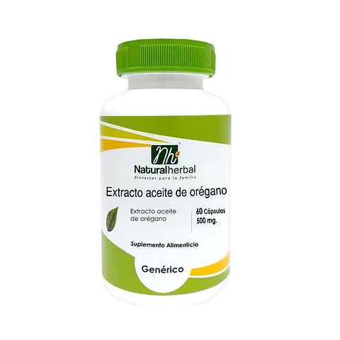 NATURAL HERBAL EXTRACTO ACEITE DE OREGANO 500 MG x 60 CAPSULAS