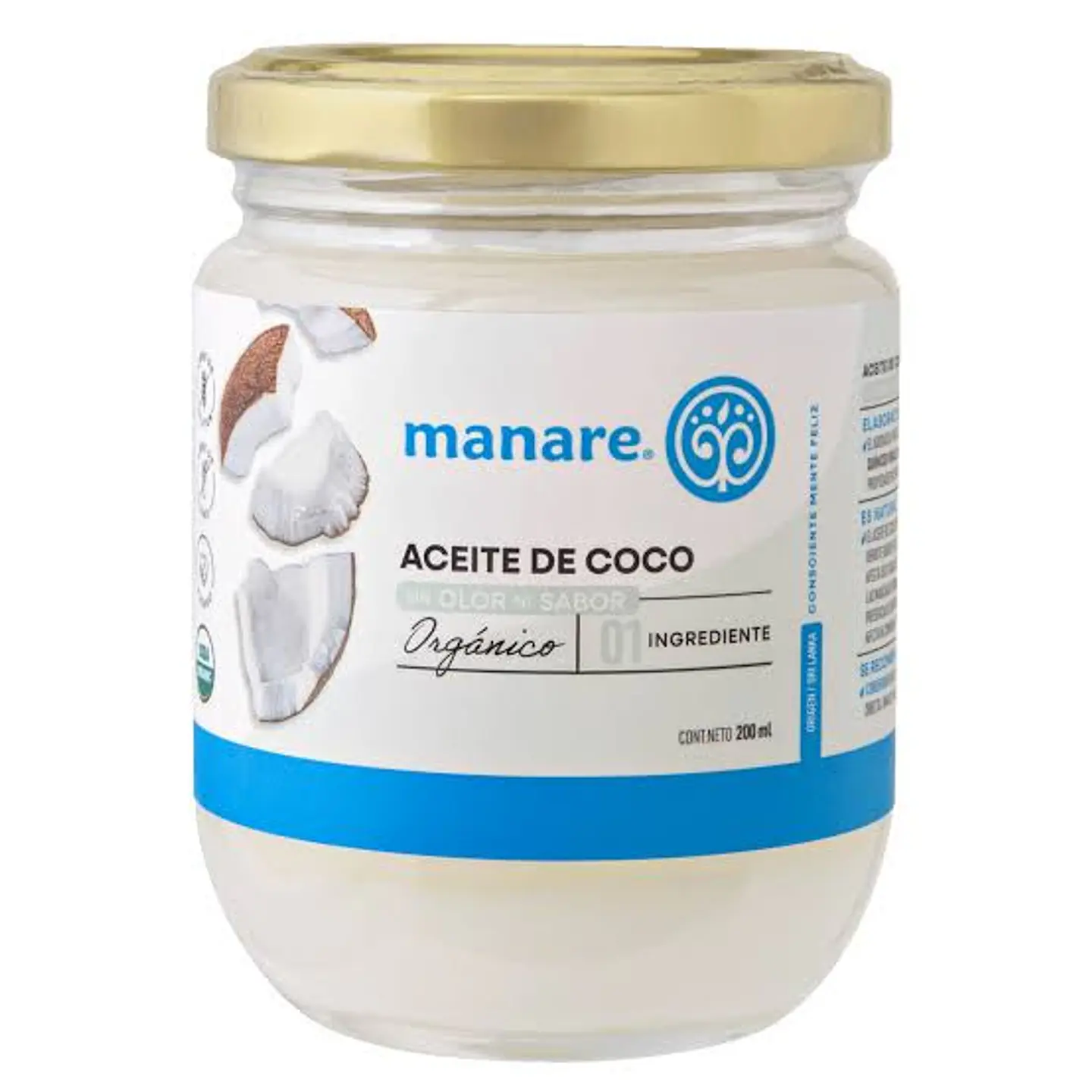MANARE ACEITE DE COCO ORGANICO SIN OLOR x 200 ML 1