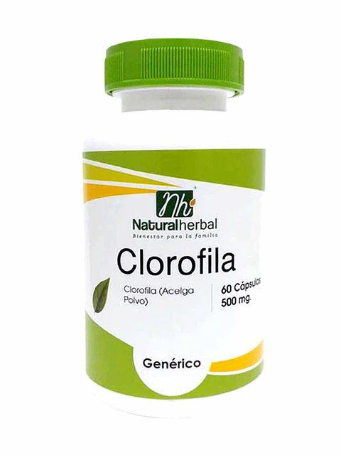 CLOROFILA 500 MG NATURAL HERBAL x 60 CAPSULAS