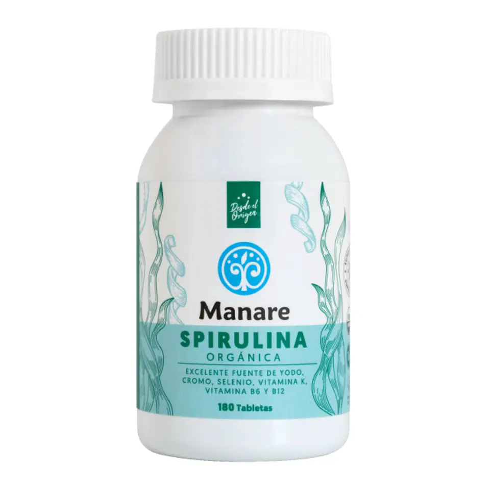 MANARE SPIRULINA ORGANICA 500 MG x 180 TABLETAS 1