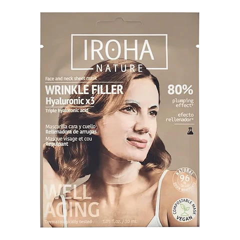 IROHA NATURE MASCARILLA PARA ROSTRO Y CUELLO RELLENADORA DE ARRUGAS x 1 UNIDAD