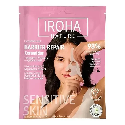 IROHA NATURE MASCARILLA FACIAL REPARADORA BARRERA SENSITIVE SKIN x 1 MASCARILLA
