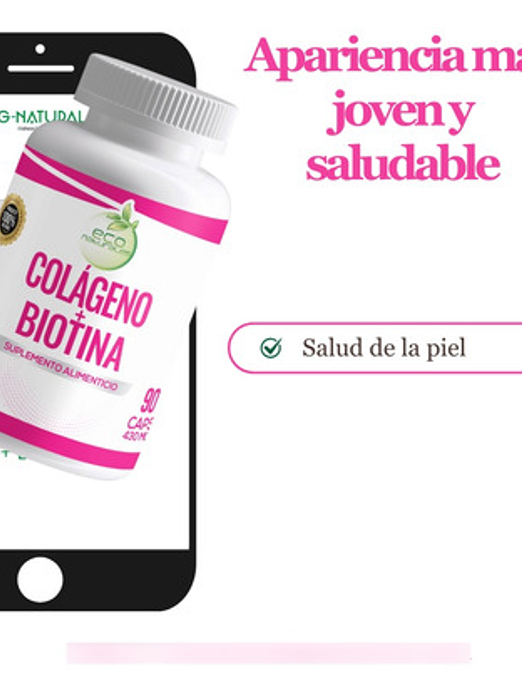 Eco Naturales Colágeno Con Biotina  430 mg 90 Cápsulas 2