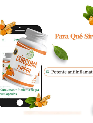 Cúrcuma Con Pimienta Negra 2 Frascos  180 Cápsulas En Total