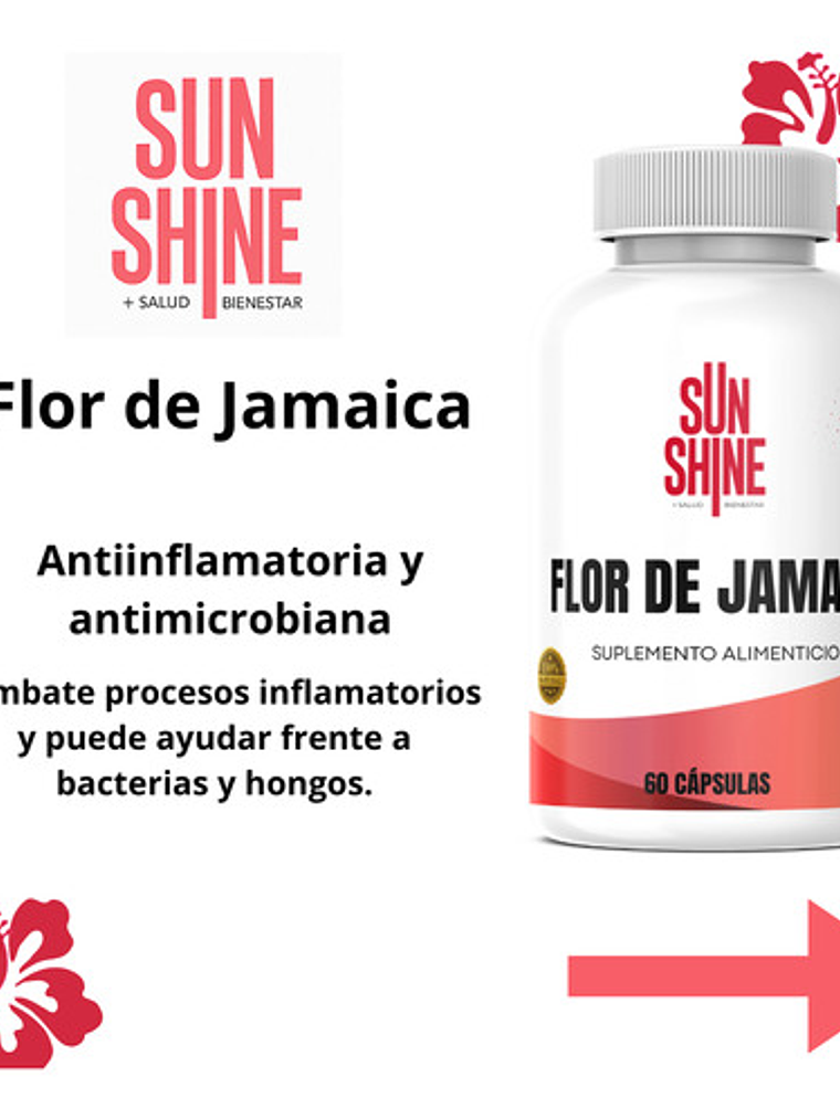 2 Frascos Sun Shine Flor De Jamaica 60 Cápsulas C/u 4