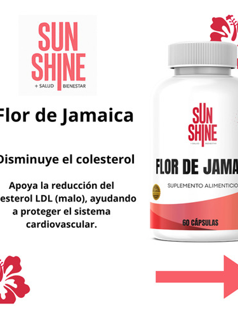 2 Frascos Sun Shine Flor De Jamaica 60 Cápsulas C/u 5