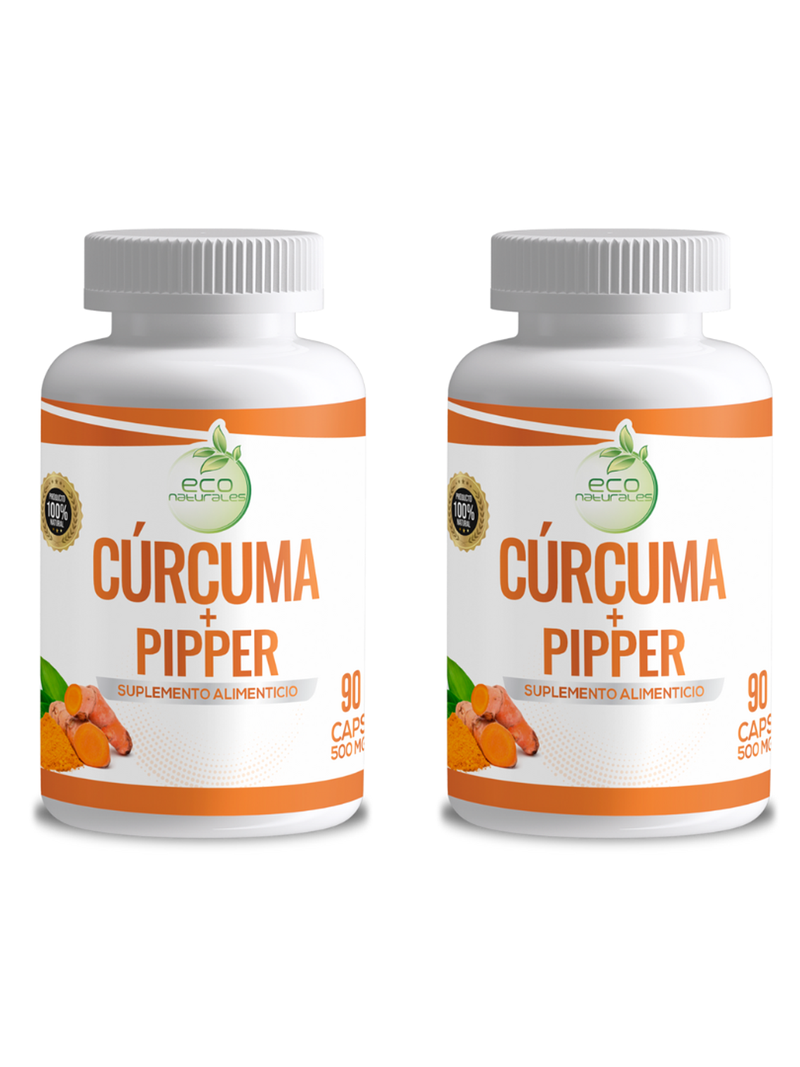 Cúrcuma Con Pimienta Negra 2 Frascos  180 Cápsulas En Total 1
