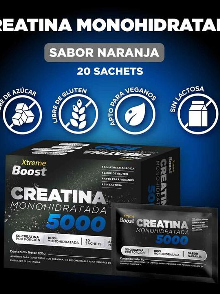 XTREME BOOST CREATINA 5G SABOR NARANJA SACHET 2