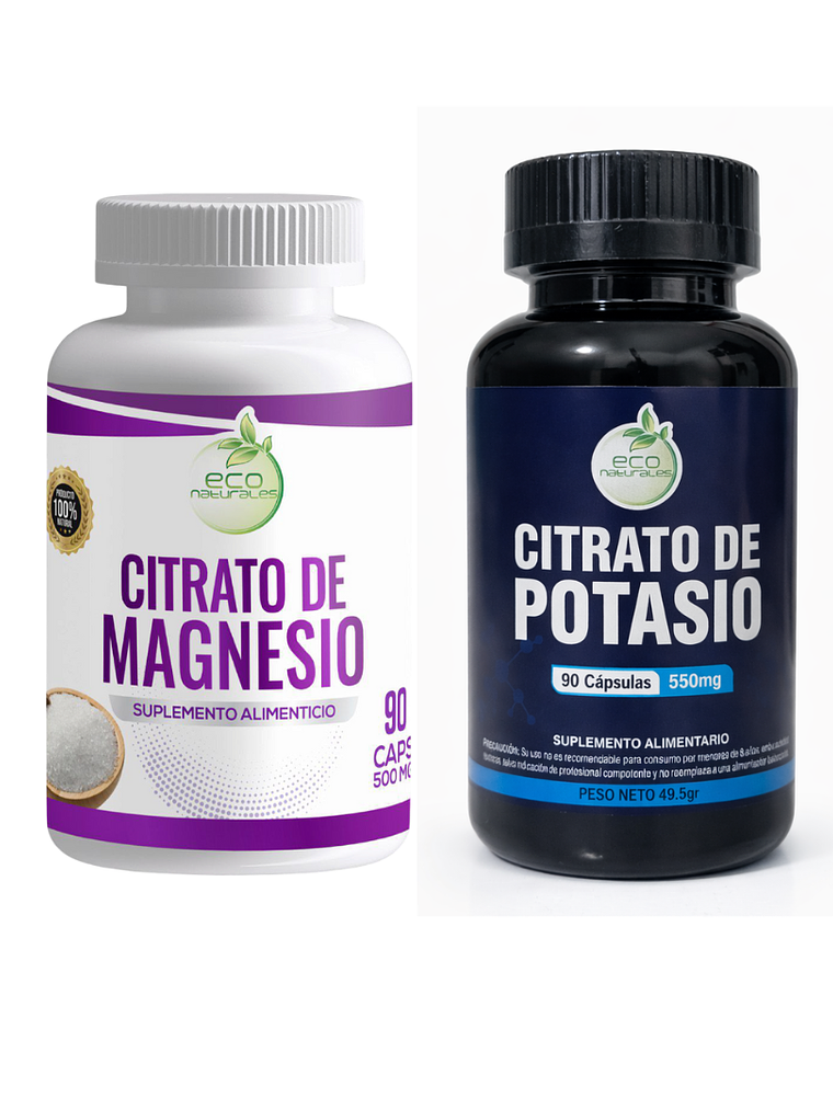 Pack Mineral Terapéutico | Citrato de Magnesio + Citrato de Potasio 90 Caps c/u 2