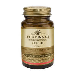 Solgar Vitamina D3 600UI 15 mcg 60 Cápsulas Vegetais