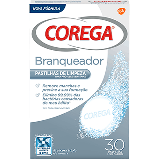 Corega Branqueador 30 Pastilhas