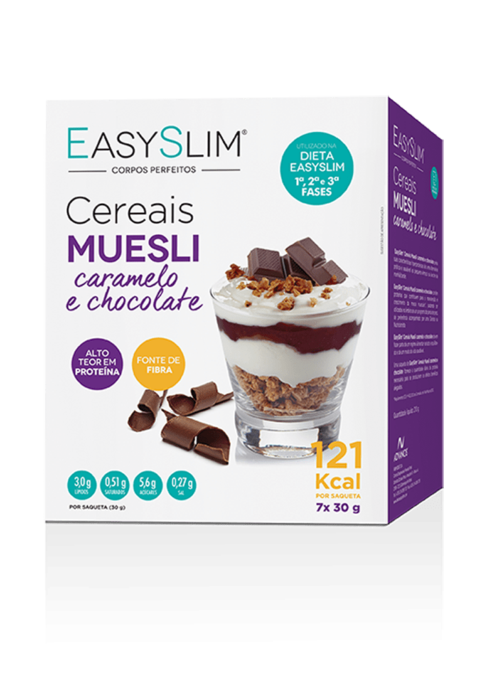 EasySlim Muesli Cereais Caramelo/Chocolate x 7 Saquetas 30 Gramas 