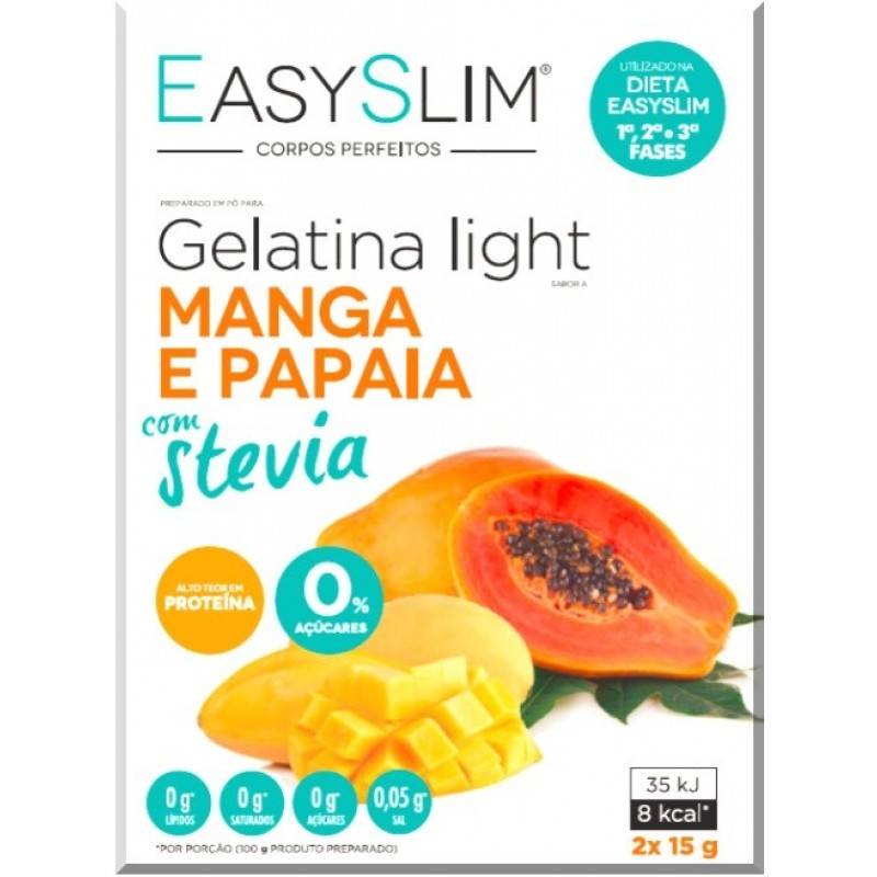 Easyslim Gelatina Light Manga/Papaia Com Stevia x2 Saquetas 15 Gramas