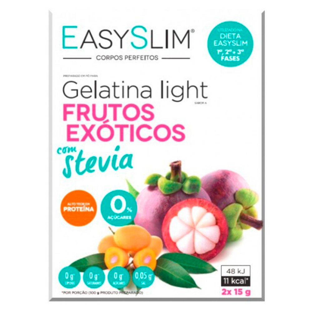EasySlim Gelatina Light Frutos Exóticos com Stevia x2 Saquetas 15 Grs