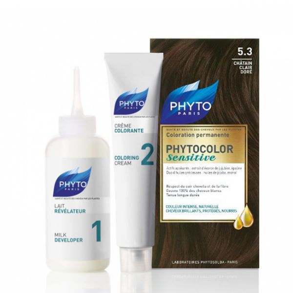 Phyto Phytocolor Sensitive. Coloração Permanente Cor 5.3 Castanho Claro Dourado