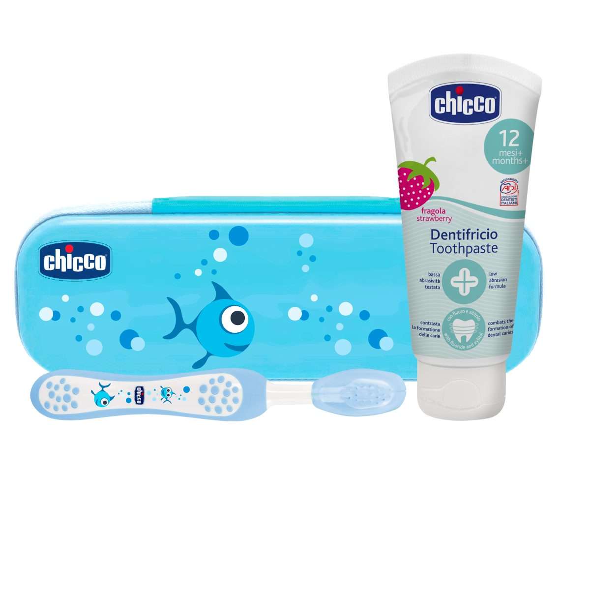 Chicco Conjunto Higiene Oral Para Crianças 12 M+  Azul