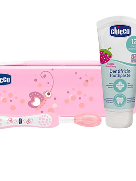 Chicco Conjunto Higiene Oral Para Crianças 12 M+  Rosa