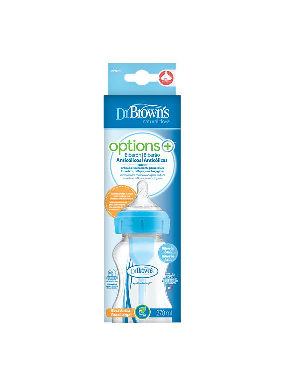 Dr Brown's Options Biberão Tetina Silicone 270ml Azul