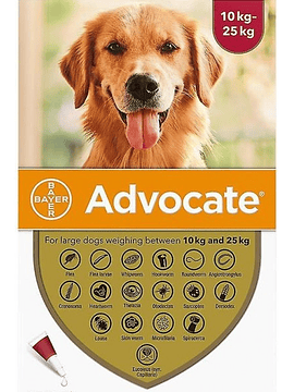 Advocate Cães 10-25kg, 250/62,5mg 2,5mlx3 Pipetas Solução Punctiforme 