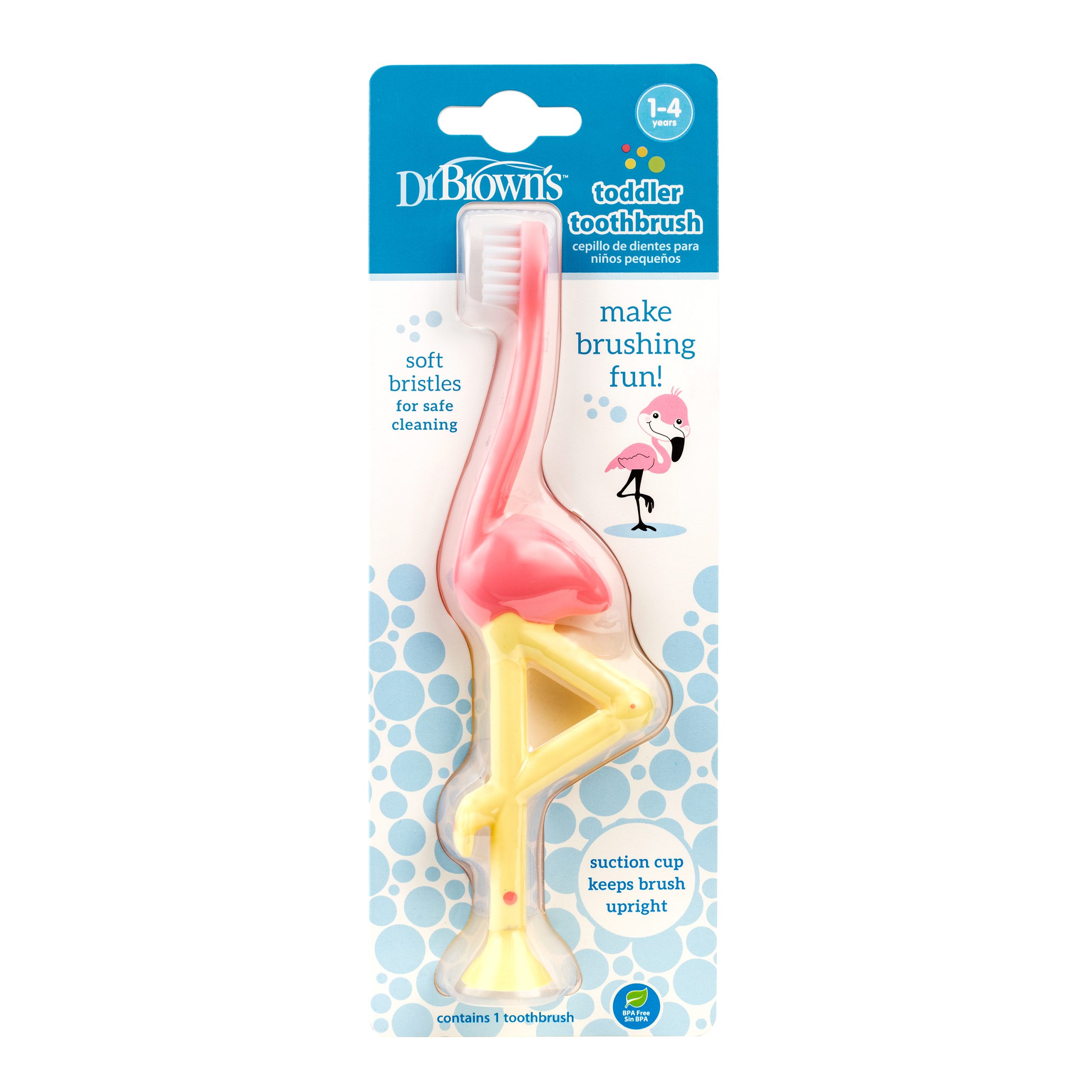 Dr Brown's Escova de Dentes Flamingo 1-4 Anos