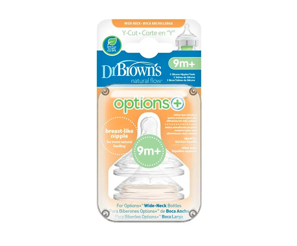 Dr Brown's Tetinas Para Biberões Options+ Boca Larga 9M+  x2 Unidades