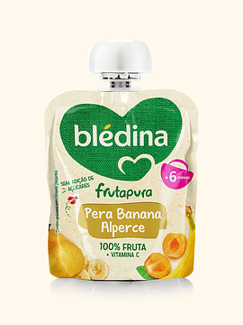 Blédina FrutaPura Saqueta Pera, Banana e Alperce 6m+ 90G