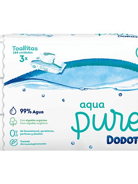 Dodot Aqua Pure Trio Toalhetes recarga 3 x 48 unidades com oferta de 3ª embalagem