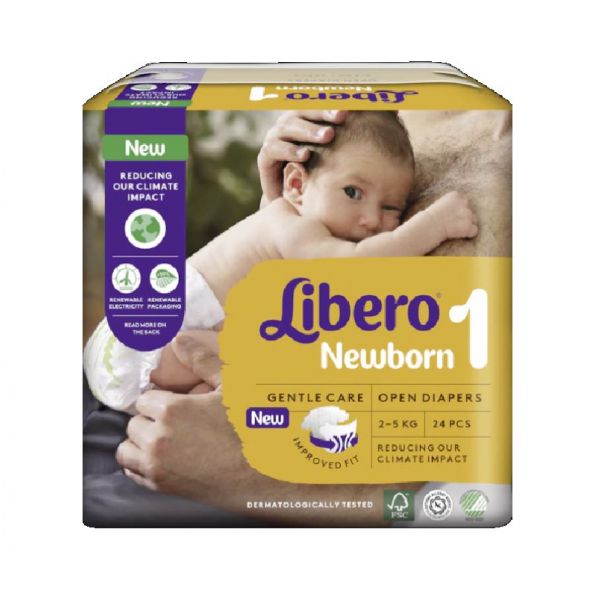 Libero Newborn Tam 1 Fraldas 2-5kg - 1 Embalagem (24 unidades)