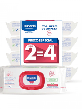 Mustela Bebé Toalhitas de Limpeza Calmantes Sem Perfume 4x70 un