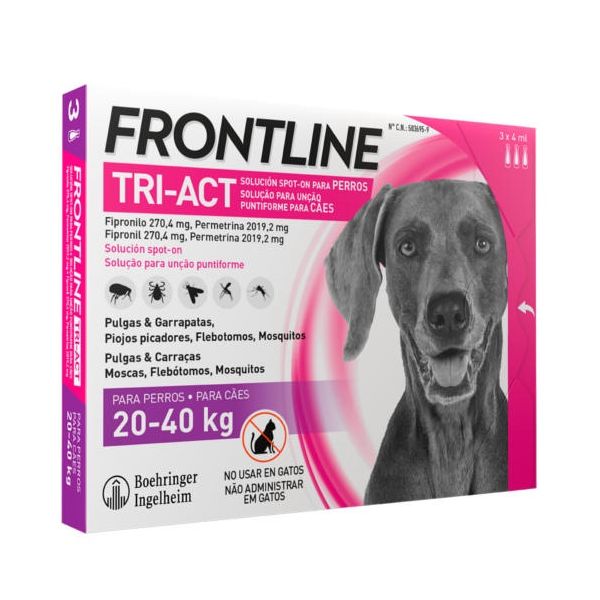 Frontline Tri-Act Cão 20-40Kg x3 Pipetas