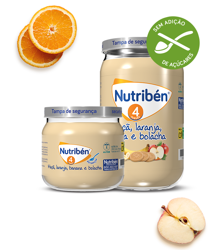 Nutribén Boião Maça, Laranja, Banana e Bolacha 120g