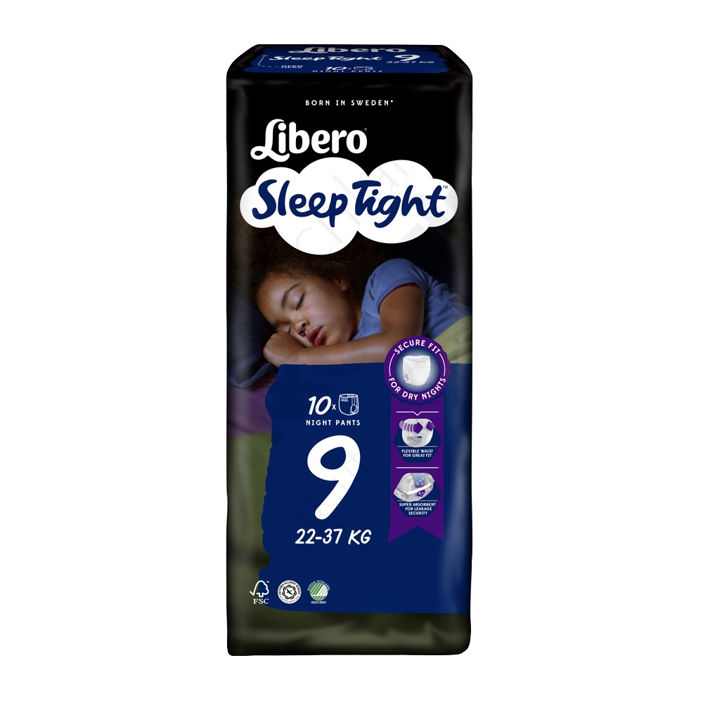 Libero 9 Sleep Tight Cuecas Absorventes para Noite 22-37 Kg