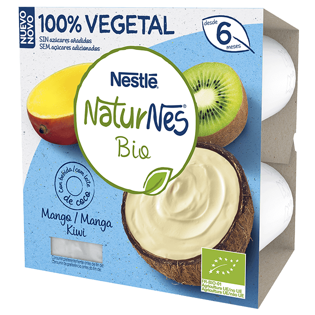Nestlé Naturnes Bio Leite de Coco, Manga e Kiwi x4 90g