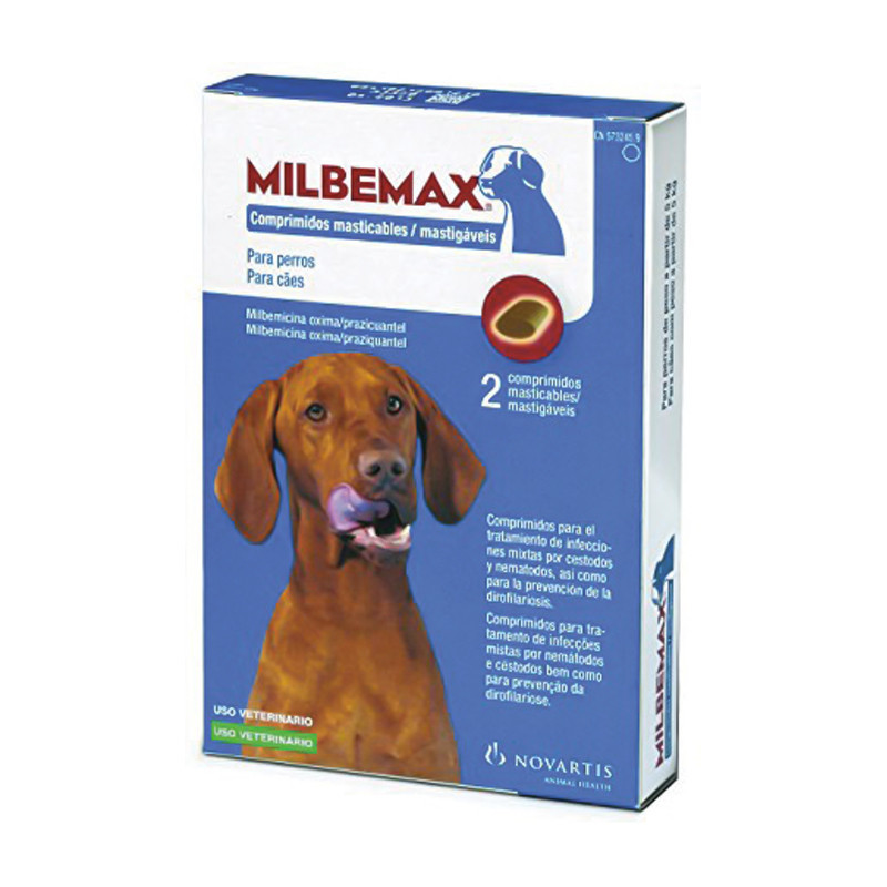 Milbemax 12,5/125mg Cães x2 Comprimidos Mastigáveis