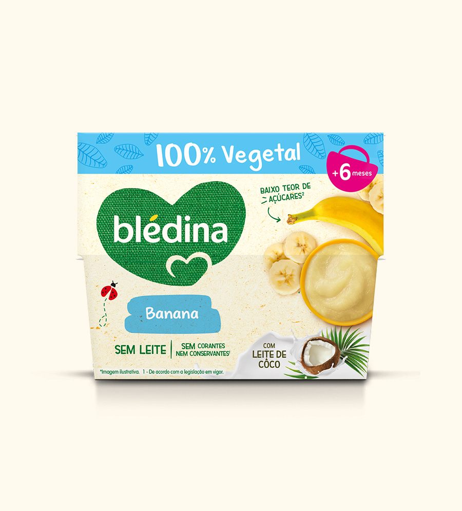 Blédina Tacinha 100% Vegetal Banana com Leite de Côco 4X95G 
