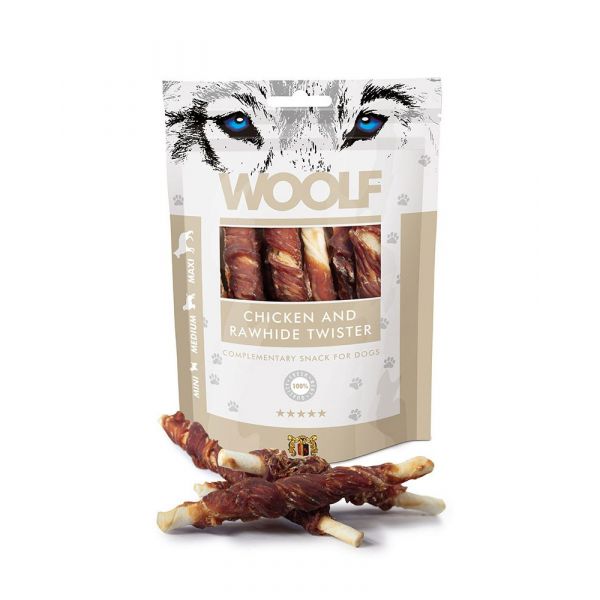 Woolf Chicken And Rawhide Twister Snack 100g