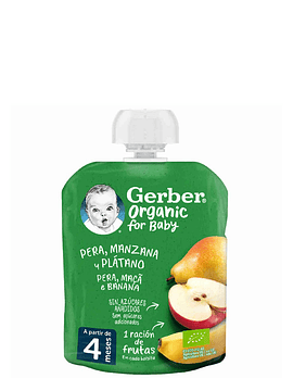 Gerber Bio Pera/Maçã/Banana 90g 4m+