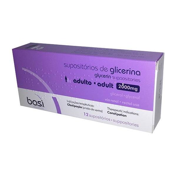 Supositórios de Glicerina Adulto, 2000 mg x12 Unidades