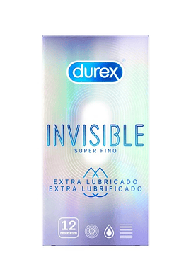 Durex Preservativo Invisible Extra Lubrificantes x12 unidades