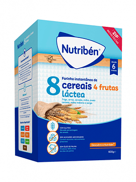 Nutribén Farinha Láctea 8 Cereais + 4 Frutas 6m+ 600g
