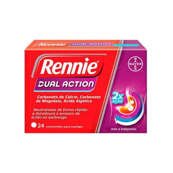 Rennie Dual Action 24 Comprimidos Mastigáveis