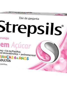 Strepsils Morango sem açúcar, 1,2/0,6 mg x 24 pastilhas 