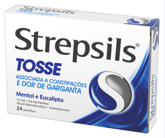 Strepsils Tosse, 1,2/0,6 mg x 24 pastilhas 