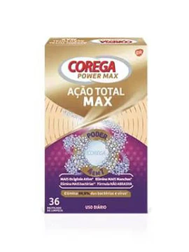 Corega Ação Total Max Pastilhas Efervescentes Limpeza X36