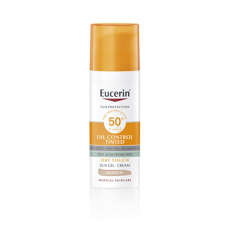 Eucerin Sun Oil Control Tinted Gel-Creme Toque Seco Medio FPS 50+ 50ml